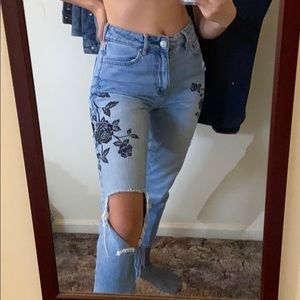 PacSun black rose mom jeans